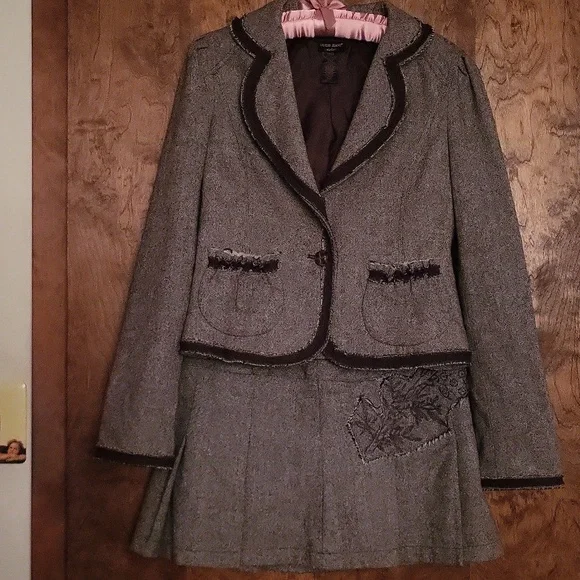 Y2K Guess Unique RARE FIND 3 Pc Lined Pants,lined skirt, Lined blazer Medium 29 - Picture 7 of 15